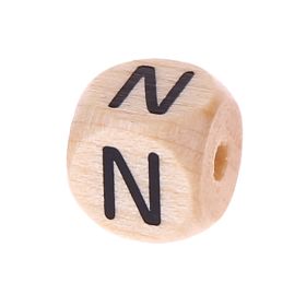Letter beads letter cube wood embossed 10mm 'N' 151 in stock 