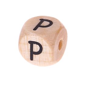 Letter beads letter cube wood embossed 10mm 'P' 456 in stock 