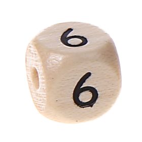 Zahlenperlen 10 mm geprägt '6' 0 auf Lager