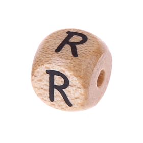 Letter beads letter cube wood embossed 10mm 'R' 792 in stock 