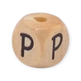 Vertikale Buchstabenwürfel Holz geprägt 10mm Buchstabenperlen 'P' 241 auf Lager