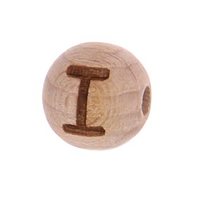 Letter beads 12mm with laser engraving - drilled horizontally 'I' 141 in stock 