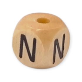 Vertikale Buchstabenwürfel Holz geprägt 10mm Buchstabenperlen 'N' 471 auf Lager
