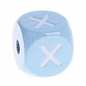 Letter beads baby blue 10x10mm 'X' 663 in stock 
