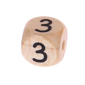 Zahlenperlen Zahlenwürfel Holz 10 mm geprägt  '3' 442 auf Lager