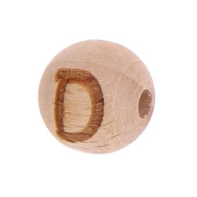 Letter beads 12mm with laser engraving - drilled horizontally 'D' 193 in stock 