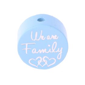 Motivperle/Holzperle "We Are Family" 'pastellblau' 545 auf Lager
