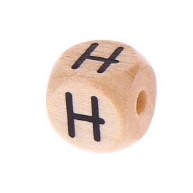 Letter beads letter cube wood embossed 10mm 'H' 846 in stock 