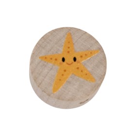 Holzperle "Seestern" Scheibe    'roh' 27 auf Lager