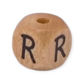 Vertikale Buchstabenwürfel Holz geprägt 10mm Buchstabenperlen 'R' 481 auf Lager