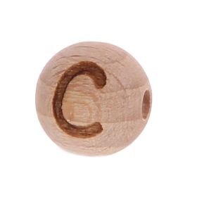 Letter beads 12mm with laser engraving - drilled horizontally 'C' 30 in stock 