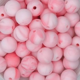 Silikonperle 12mm 'rosa marmor' 218 auf Lager