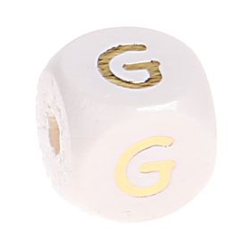 Buchstabenperlen weiss-gold 10mm x 10mm 'G' 20 auf Lager