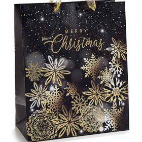 Weihnachtstüte Glitzer - groß 'Schneeflocken' 3 auf Lager