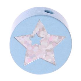 Motivperle Scheibe Glitzerstern 'babyblau' 1133 auf Lager