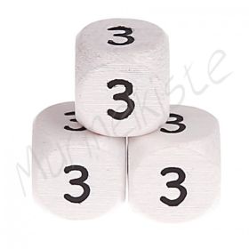 Buchstabenperlen weiß 10x10mm geprägt '3' 244 auf Lager