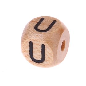 Letter beads letter cube wood embossed 10mm 'U' 87 in stock 