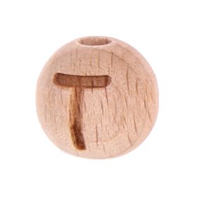 Buchstabenperlen 12mm mit Lasergravur - vertikal gebohrt 'T' 230 auf Lager