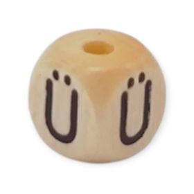 Vertikale Buchstabenwürfel Holz geprägt 10mm Buchstabenperlen 'Ü' 245 auf Lager