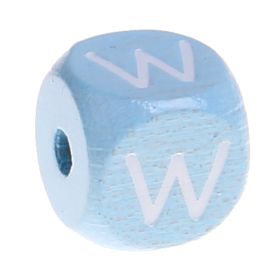 Letter beads baby blue 10x10mm 'W' 737 in stock 