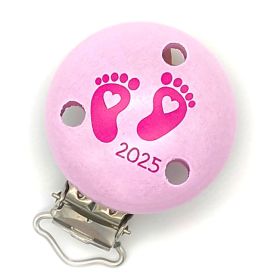 Schnullerclip Babyfüße 2025 'rosa' 2 auf Lager