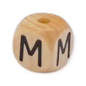 Vertikale Buchstabenwürfel Holz geprägt 10mm Buchstabenperlen 'M' 480 auf Lager