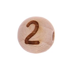 Letter beads 12mm with laser engraving - drilled horizontally '2' 140 in stock 