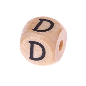 Letter beads letter cube wood embossed 10mm 'D' 356 in stock 