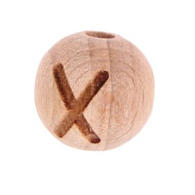 Buchstabenperlen 12mm mit Lasergravur - vertikal gebohrt 'X' 28 auf Lager