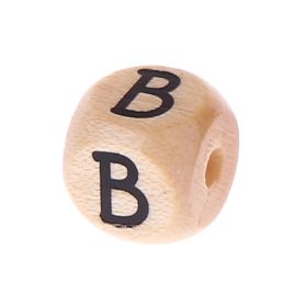 Letter beads letter cube wood embossed 10mm 'B' 475 in stock 