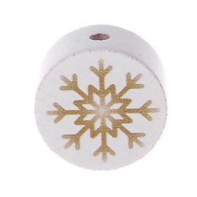 Motif bead disc snowflake 'gold' 5 in stock 