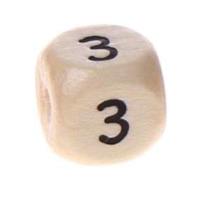 Zahlenperlen 10 mm geprägt '3' 40 auf Lager