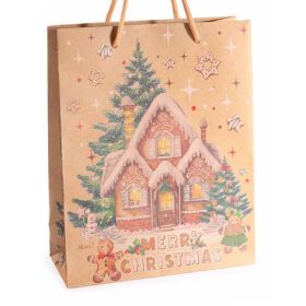 Geschenktüte Weihnachten (mittelgroß) 'Pfefferkuchenhaus' 8 auf Lager
