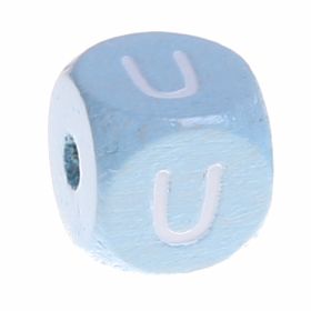 Letter beads baby blue 10x10mm 'U' 900 in stock 