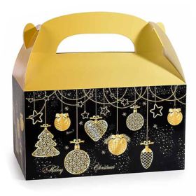 Weihnachtsbox mit Henkel • aus Papier 'schwarz-gold' 10 in stock 