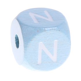 Letter beads baby blue 10x10mm 'N' 47 in stock 