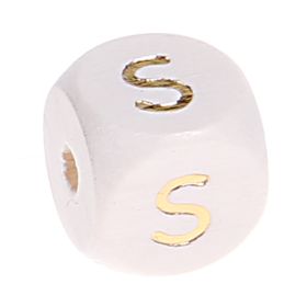 Buchstabenperlen weiss-gold 10mm x 10mm 'S' 182 auf Lager