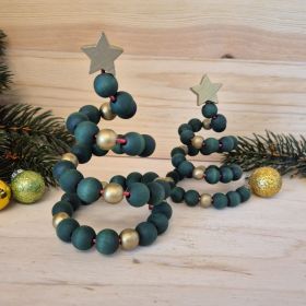 Holzperlen Weihnachtsbäume Twist • Bastelset 'gold' 8 auf Lager