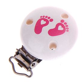 Pacifier clip baby feet 'white-baby pink' 12 in stock 