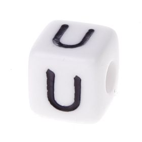 Buchstabenwürfel Kunststoff 10x10mm weiß/schwarz • 10 Stk 'U' 184 auf Lager