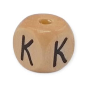 Vertikale Buchstabenwürfel Holz geprägt 10mm Buchstabenperlen 'K' 242 auf Lager