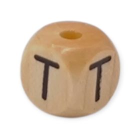Vertikale Buchstabenwürfel Holz geprägt 10mm Buchstabenperlen 'T' 239 auf Lager