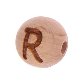 Letter beads 12mm with laser engraving - drilled horizontally 'R' 210 in stock 