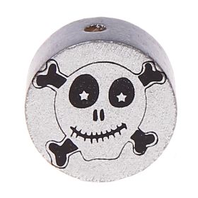 Motivperle Scheibe Happy Skull 'silber' 550 auf Lager
