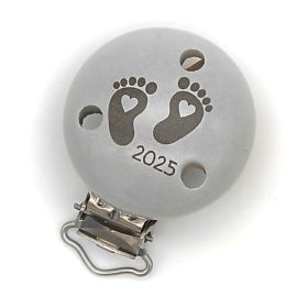 Schnullerclip Babyfüße 2025 'hellgrau' 1 auf Lager