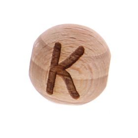 Letter beads 12mm with laser engraving - drilled horizontally 'K' 456 in stock 
