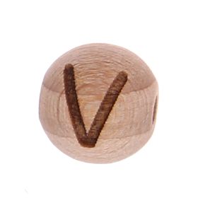 Letter beads 12mm with laser engraving - drilled horizontally 'V' 92 in stock 