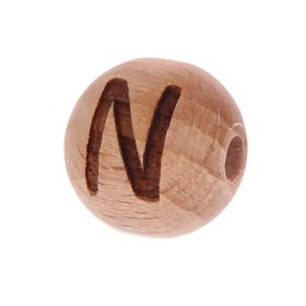 Letter beads 12mm with laser engraving - drilled horizontally 'N' 196 in stock 