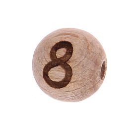 Letter beads 12mm with laser engraving - drilled horizontally '8' 200 in stock 