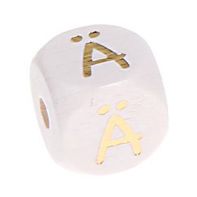 Buchstabenperlen weiss-gold 10mm x 10mm 'Ä' 12 auf Lager
